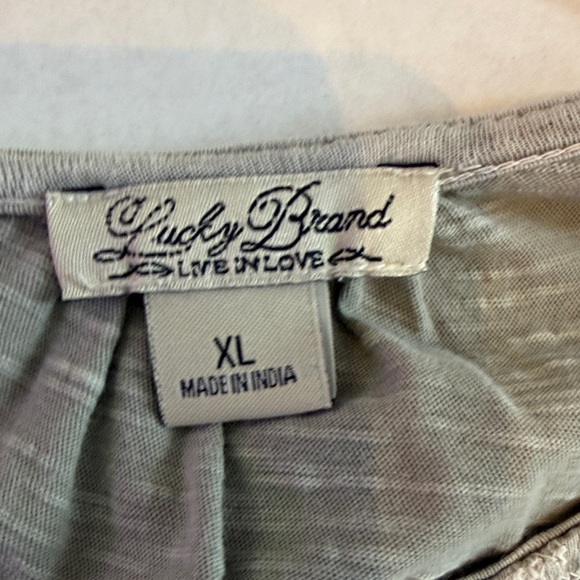 Lucky Brand Women's Embroidered Light Gray Boho Peasant Style Blouse - Picture 15 of 16